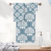 青と白のシーシェル バスタオルセット