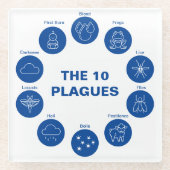 青と白のシーダー10リーグを越える ガラスコースター (正面)