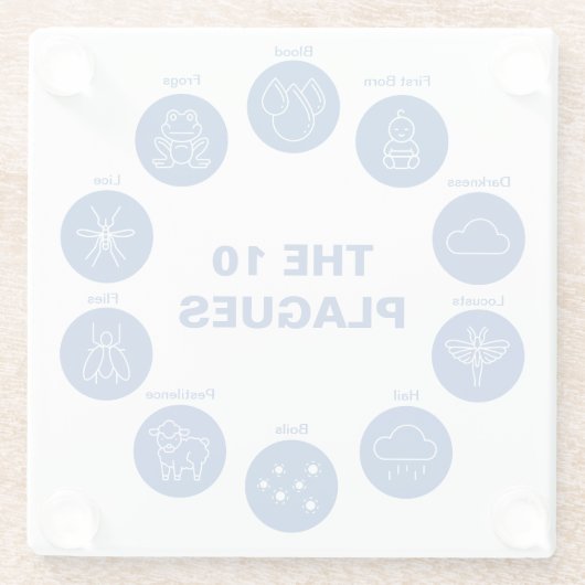 青と白のシーダー10リーグを越える ガラスコースター (裏面)