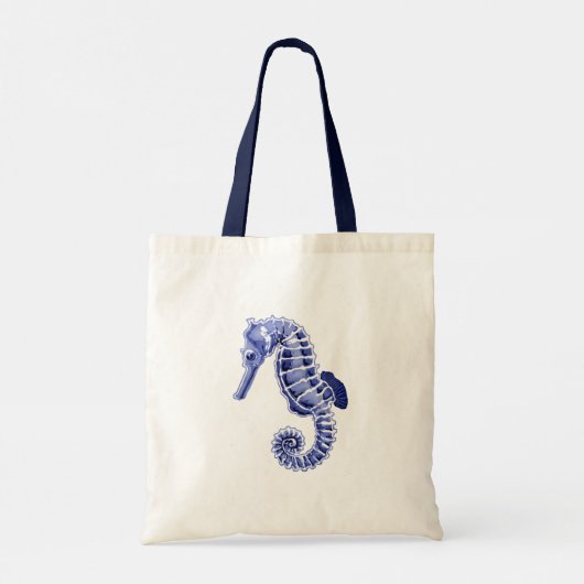 青と白のシーホースのトートバッグ トートバッグ (裏面)