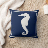 青と白のシーホース沿岸航海のビーチ クッション (ブランケット)