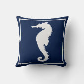青と白のシーホース沿岸航海のビーチ クッション (裏面)