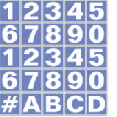 青と白のシールの数字のシート シール (正面)