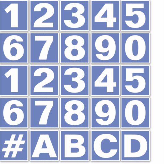 青と白のシールの数字のシート シール (正面)