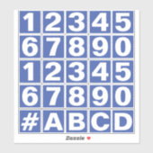 青と白のシールの数字のシート シール (シート)