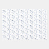 青と白のシ航海のェルとストライプ ラッピングペーパーシート (正面3)