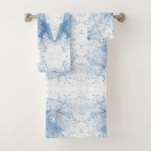 青と白のジオメトリックドット中国 バスタオルセット (インサイチュ)