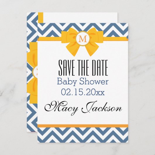 青と白のジグザグパターン 案内ポストカード (正面/裏面)