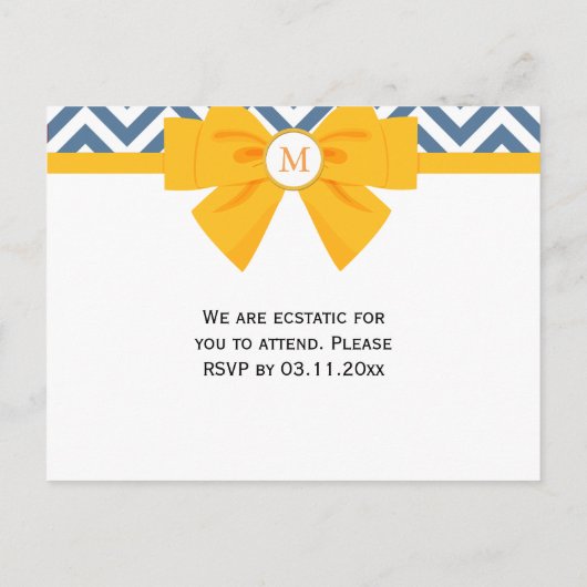 青と白のジグザグパターン 案内ポストカード (裏面)