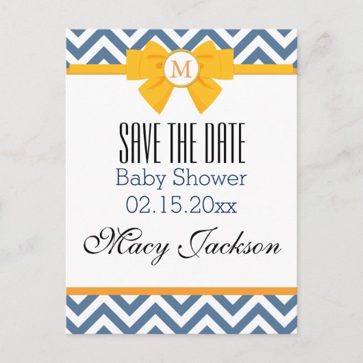 青と白のジグザグパターン 案内ポストカード (正面)