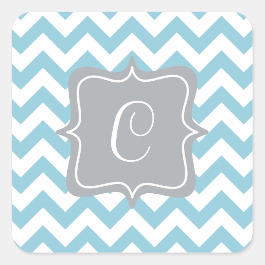 青と白のジグザグモノグラム スクエアシール (正面)