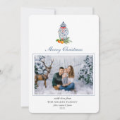 青と白のジンジャーの瓶フォトホリデーカード シーズンカード (正面)