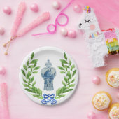 青と白のジンジャーの瓶 ペーパープレート (パーティー)