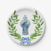 青と白のジンジャーの瓶 ペーパープレート (正面)