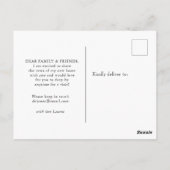 青と白のジンジャージャーの瓶の移動のお知らせ ポストカード (裏面)