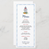 青と白のジンジャージャールのクリスマスディナー メニュー (正面/裏面)