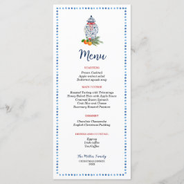 青と白のジンジャージャールのクリスマスディナー メニュー