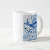 青と白のジンジャージャール大マグカップ ジャンボコーヒーマグカップ (正面右)