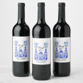 青と白のジンジャージャー瓶ありがとうラベル ワインラベル (ボトル)