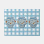 青と白のジンジャージャー瓶のマット敷物 ドアマット (正面)