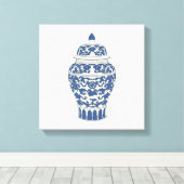 青と白のジンジャージャー キャンバスプリント (インサイチュ (ウッドフロア))