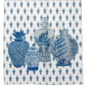 青と白のジンジャージャー シャワーカーテン (正面)