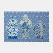 青と白のジンジャージャー ドアマット (正面)