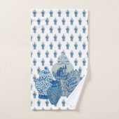 青と白のジンジャージャー バスタオルセット (ハンドタオル)