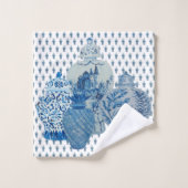 青と白のジンジャージャー バスタオルセット (ウォッシュタオル)