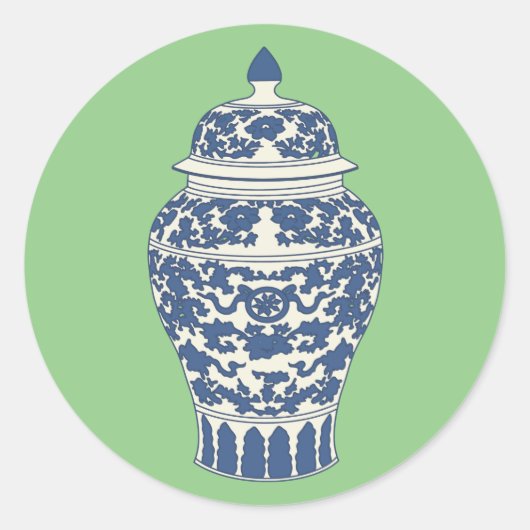 青と白のジンジャージャー ラウンドシール (正面)