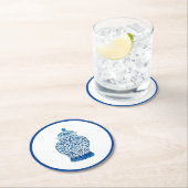 青と白のジンジャージャー ラウンドペーパーコースター (インサイチュ)