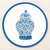 青と白のジンジャージャー ラウンドペーパーコースター (正面)