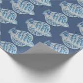 青と白のジンジャージャー ラッピングペーパー (角)