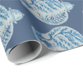 青と白のジンジャージャー ラッピングペーパー (ロールコーナー)