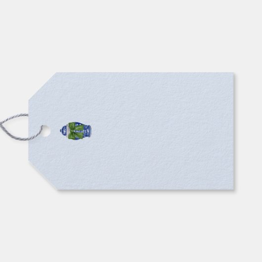 青と白のジンジャー瓶と緑の弓 ギフトタグ (裏面横)