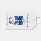 青と白のジンジャー瓶と青の弓 ギフトタグ (正面(横))