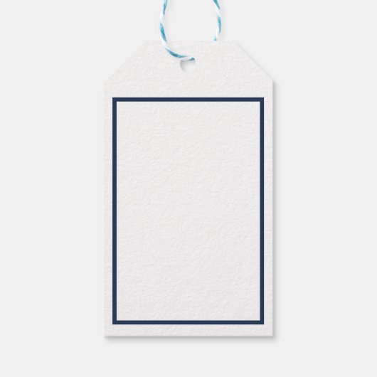 青と白のスクリプト陽気なクリスマス ギフトタグ (裏面)