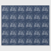 青と白のスクリプト陽気なクリスマス ラッピングペーパー (フラット)