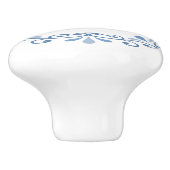 青と白のスクロールパターン セラミックノブ (側面)