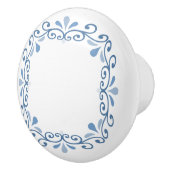 青と白のスクロールパターン セラミックノブ (右)