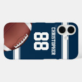 青と白のスストライプジャージーグリッド鉄サッカー Case-Mate iPhoneケース (裏面 (横))