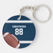 青と白のスストライプジャージーフットボール キーホルダー (裏面)