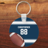青と白のスストライプジャージーフットボール キーホルダー (裏面)