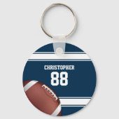 青と白のスストライプジャージーフットボール キーホルダー (裏面)