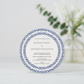 青と白のスタイリッシュな波 エレガントビーチウェディング 招待状 (スタンド正面)