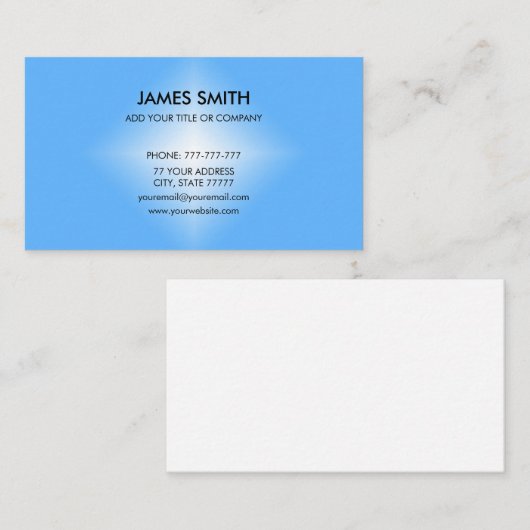 青と白のスタイリッシュダイヤモンドグラデーションのカスタマイズ可能 名刺 (正面/裏面)