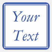 青と白のステッカーまたはラベルとカスタム文字 スクエアシール (正面)