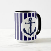 青と白のストライプいかり マグカップ (正面右)