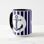 青と白のストライプいかり マグカップ (正面左)
