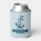 青と白のストライプいかり 缶クーラー (缶正面)